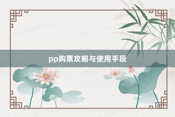 pp购票攻略与使用手段